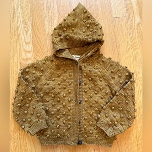 Misha & Puff Spun Gold Hooded Popcorn Cardigan 3-4 Excellent Used Condition
